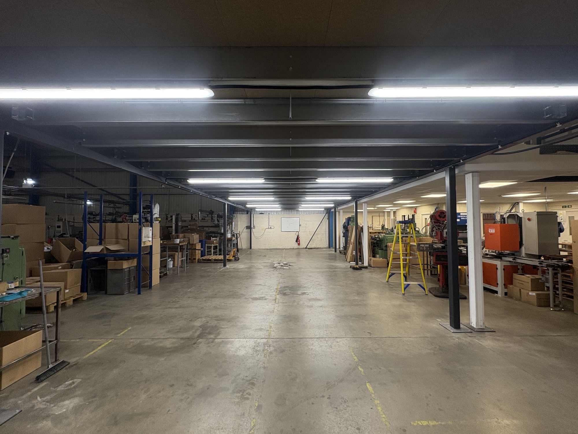 Industrial warehouse after LED lighting upgrade by S.L.A Electrical Services